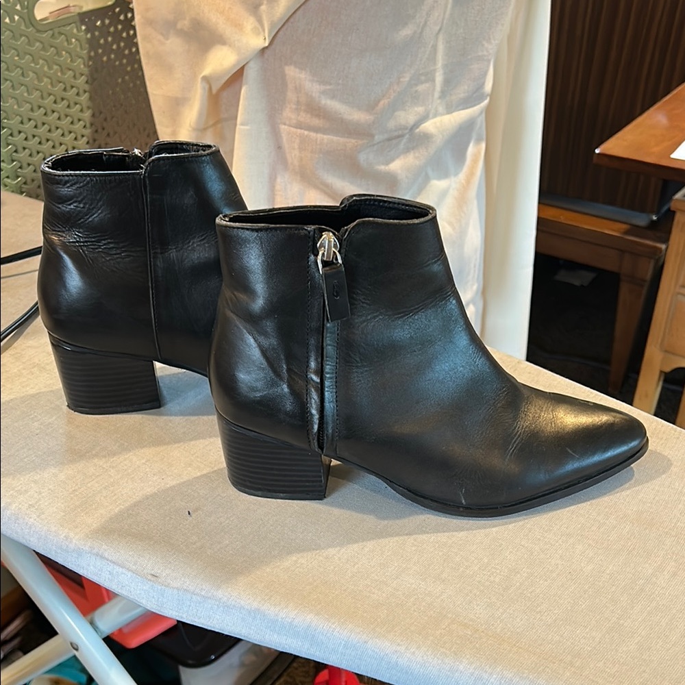 Top shop Black Leather Ankle Boots 8 - Picture 2 of 5